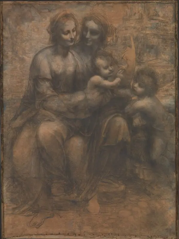 Leonardo da Vinci'nin Londra National Gallery'de sergilenen karakalem eskizi
