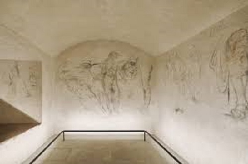 Michelangelo'nun Floransa'daki gizli mahzen duvarına çizdiği karakalem eskizleri