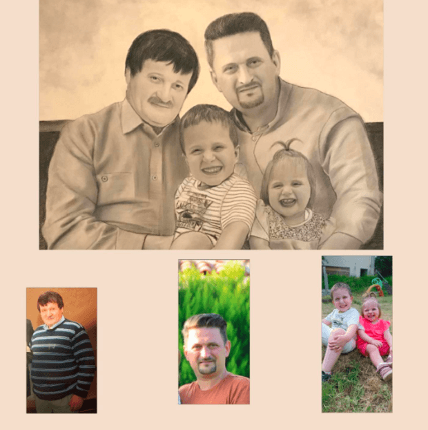 Fotoğraftan aile portresi çalışması